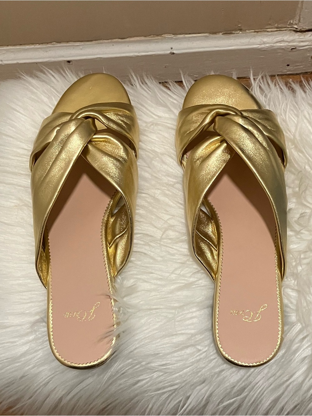 Gold Knot Front Slide Sandals - Women